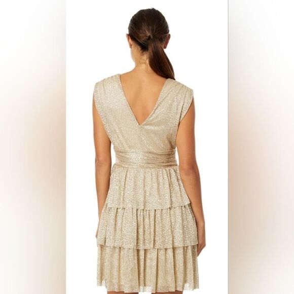 Lilly Pulitzer Ruffle Gold Maximalist Boho Feminine Chic Cocktail Dress NWT S - Picture 7 of 12